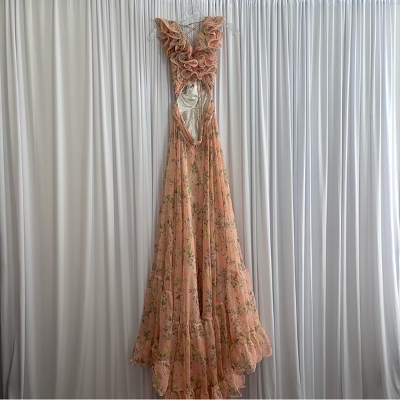 Mac Duggal Ruffle Cutout Floral Gown - Picture 11 of 12